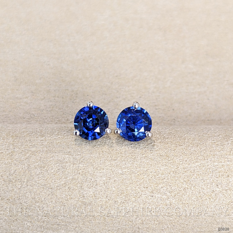1.75 Ct.Tw. Blue Sapphire Studs Earrings, 14K White Gold