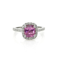 1.11 Ct. Pink Sapphire and Natural Diamond Pave Ring, 18K White Gold Video