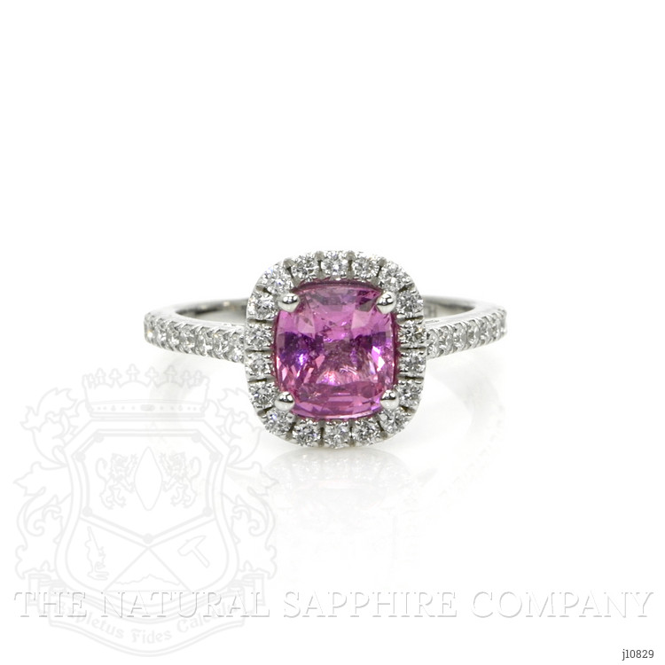 1.11 Ct. Pink Sapphire and Natural Diamond Pave Ring, 18K White Gold