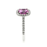 1.11 Ct. Pink Sapphire and Natural Diamond Pave Ring, 18K White Gold Image
