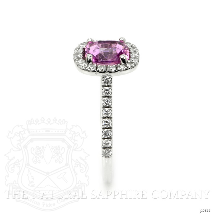 1.11 Ct. Pink Sapphire and Natural Diamond Pave Ring, 18K White Gold