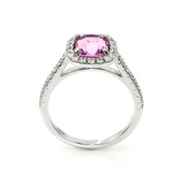 1.11 Ct. Pink Sapphire and Natural Diamond Pave Ring, 18K White Gold Image