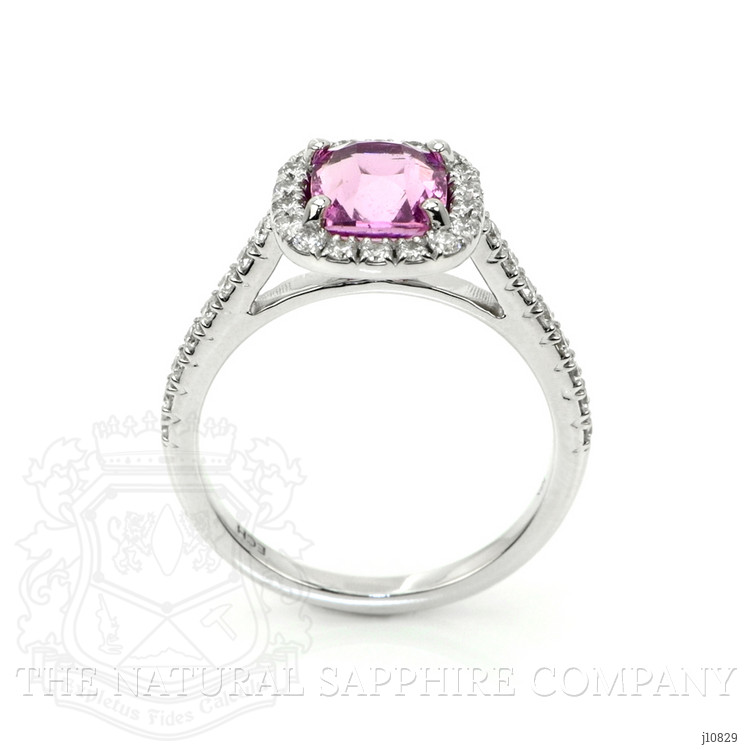 1.11 Ct. Pink Sapphire and Natural Diamond Pave Ring, 18K White Gold