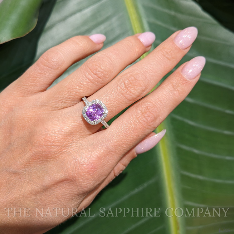 1.11 Ct. Pink Sapphire and Natural Diamond Pave Ring, 18K White Gold