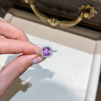 1.11 Ct. Pink Sapphire and Natural Diamond Pave Ring, 18K White Gold Life Style