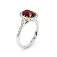2.39 Ct. Ruby Natural Diamond Pave Ring, 18K White & Yellow Image