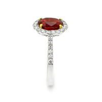 2.39 Ct. Ruby Natural Diamond Pave Ring, 18K White & Yellow Image