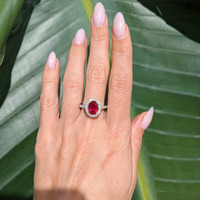 2.39 Ct. Ruby Natural Diamond Pave Ring, 18K White & Yellow Life Style