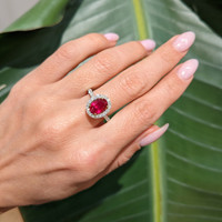 2.39 Ct. Ruby Natural Diamond Pave Ring, 18K White & Yellow Life Style