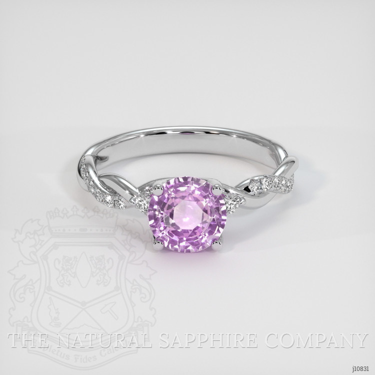 2.07 Ct. Pinkish Purple Sapphire and Natural Diamond Pave Ring, 14K White Gold