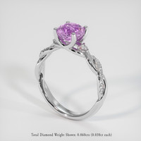 2.07 Ct. Pinkish Purple Sapphire and Natural Diamond Pave Ring, 14K White Gold Image