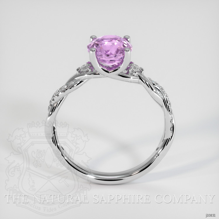 2.07 Ct. Pinkish Purple Sapphire and Natural Diamond Pave Ring, 14K White Gold