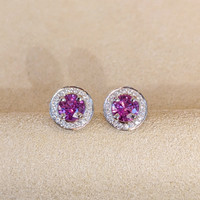 1.08 Ct.Tw. Sapphire 14K White Gold earring