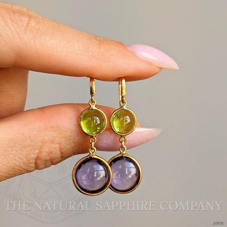 6.34 Ct.Tw. Amethyst Bezel Earrings, 18K Yellow Gold