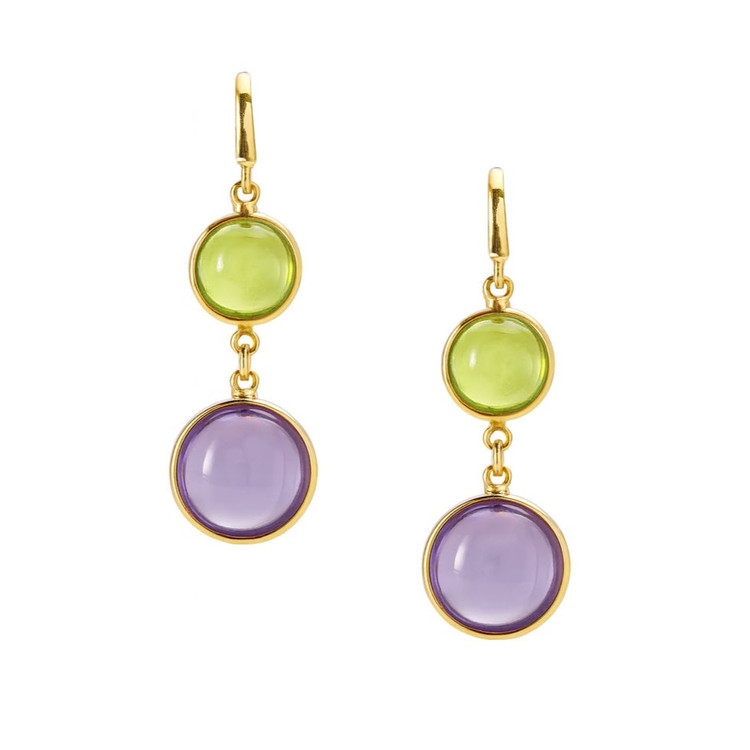 6.34 Ct.Tw. Amethyst Bezel Earrings, 18K Yellow Gold