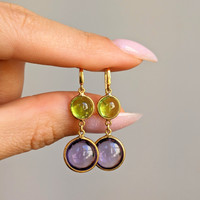 6.34 Ct.Tw. Amethyst Bezel Earrings, 18K Yellow Gold Image