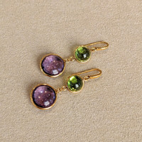 6.34 Ct.Tw. Amethyst Bezel Earrings, 18K Yellow Gold Image