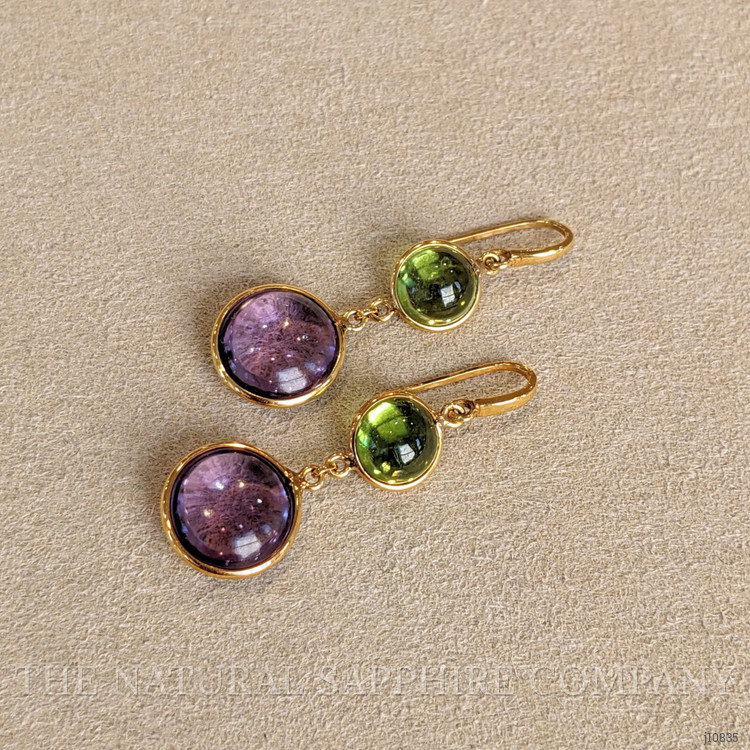 6.34 Ct.Tw. Amethyst Bezel Earrings, 18K Yellow Gold