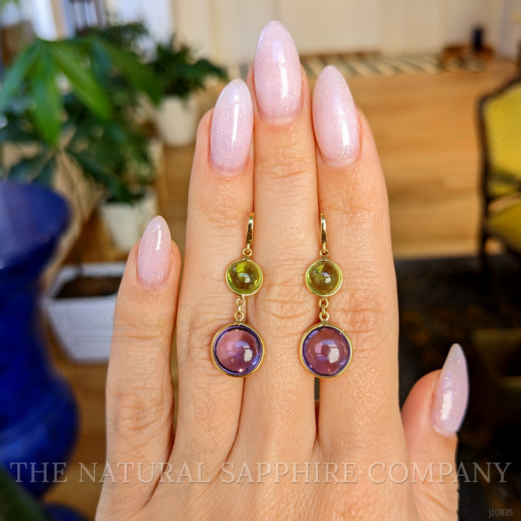 6.34 Ct.Tw. Amethyst Bezel Earrings, 18K Yellow Gold