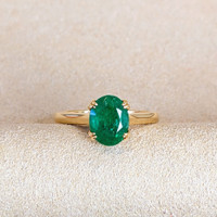 1.30 Ct. Emerald Solitaire Ring, 18K Yellow Gold Image