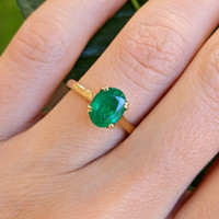 1.30 Ct. Emerald Solitaire Ring, 18K Yellow Gold Image