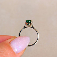 1.30 Ct. Emerald Solitaire Ring, 18K Yellow Gold Life Style