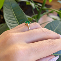 1.30 Ct. Emerald Solitaire Ring, 18K Yellow Gold Life Style