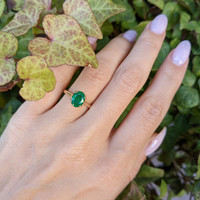 1.30 Ct. Emerald Solitaire Ring, 18K Yellow Gold Life Style