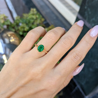 1.30 Ct. Emerald Solitaire Ring, 18K Yellow Gold Life Style