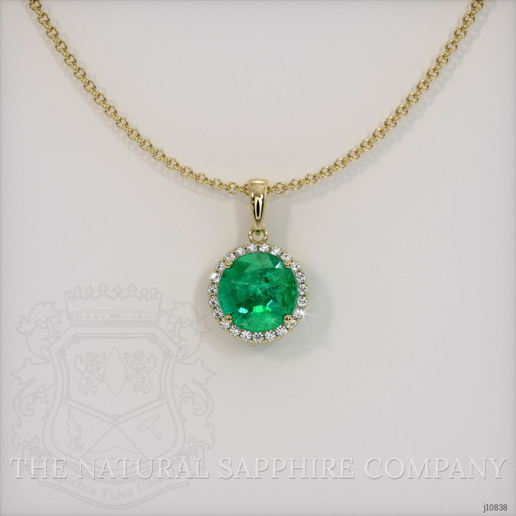 1.12 Ct. Emerald Natural Diamond Pave Pendant, 18K Yellow Gold