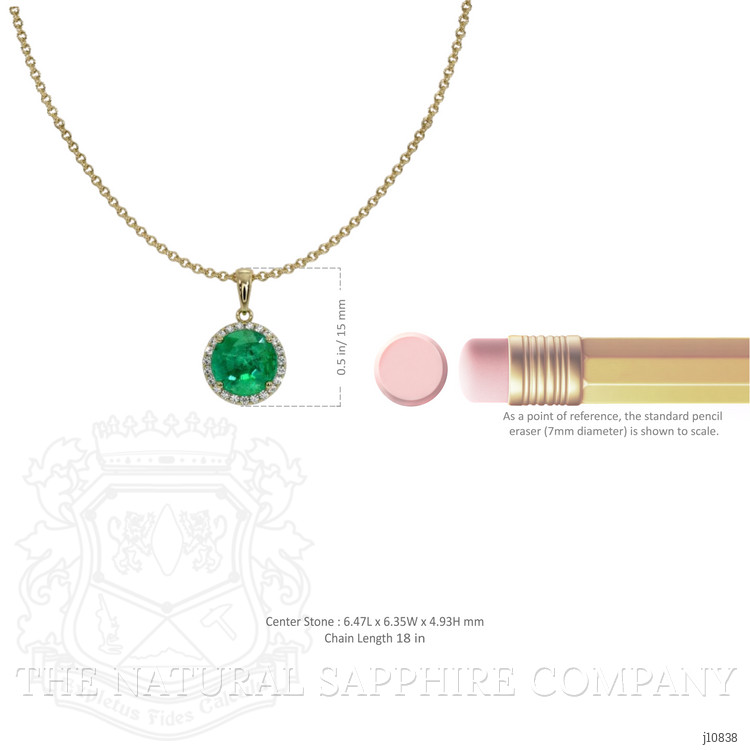 1.12 Ct. Emerald Natural Diamond Pave Pendant, 18K Yellow Gold