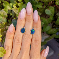 1.34 Ct.Tw. Opal Natural Diamond Studs Earrings, 14K Yellow Gold Image