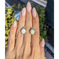 2.97 Ct.Tw. Opal Natural Diamond Bezel Earrings, 14K Yellow Gold Life Style