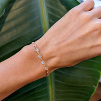 3.28 Ct.Tw. Moonstone Bezel Bracelet, 18K Yellow Gold Life Style