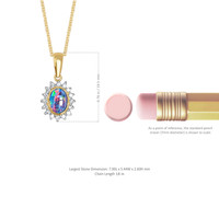 0.86 Ct. Opal Natural Diamond Halo Pendant, 14K Yellow Gold Image