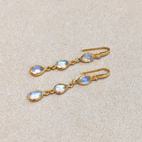 2.54 Ct.Tw. Moonstone Bezel Earrings, 18K Yellow Gold Image