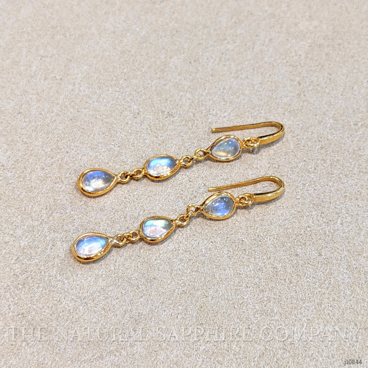 2.54 Ct.Tw. Moonstone Bezel Earrings, 18K Yellow Gold