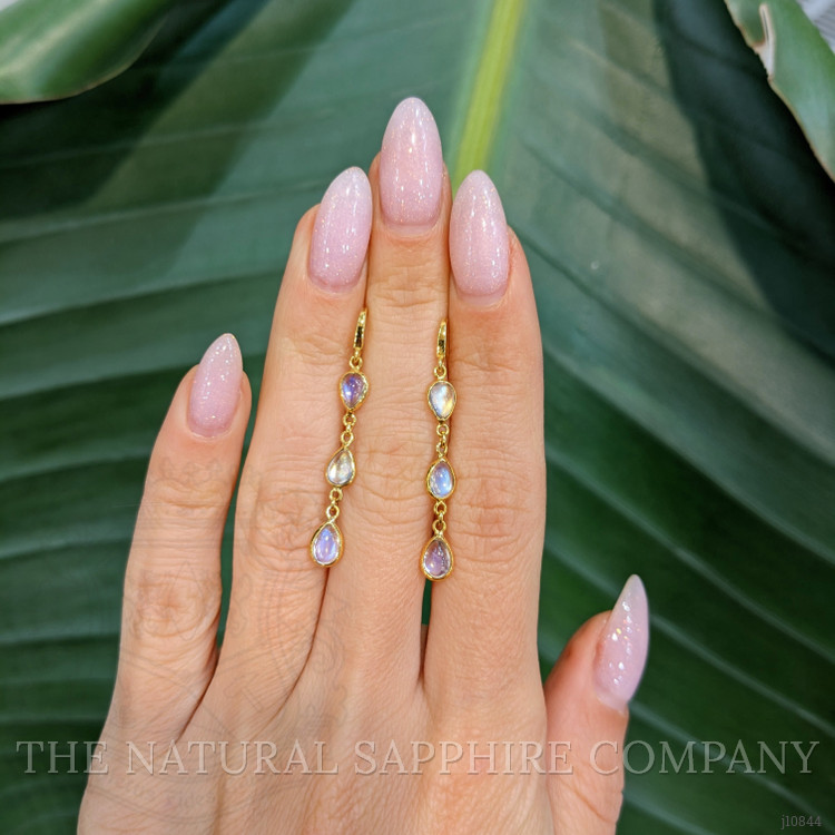 2.54 Ct.Tw. Moonstone Bezel Earrings, 18K Yellow Gold