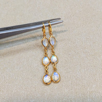 2.54 Ct.Tw. Moonstone Bezel Earrings, 18K Yellow Gold Life Style