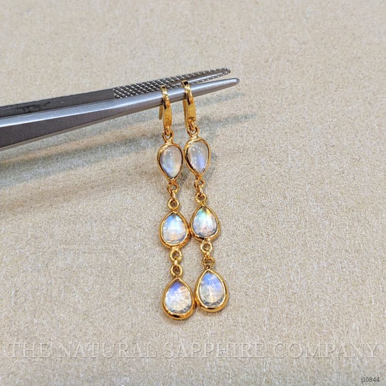 2.54 Ct.Tw. Moonstone Bezel Earrings, 18K Yellow Gold