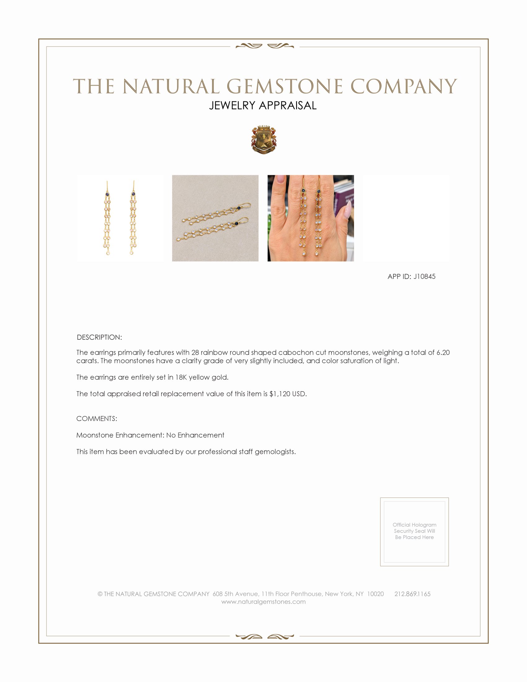 6.60 Ct.Tw. Moonstone Bezel Earrings, 18K Yellow Gold