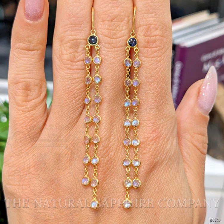 6.60 Ct.Tw. Moonstone Bezel Earrings, 18K Yellow Gold