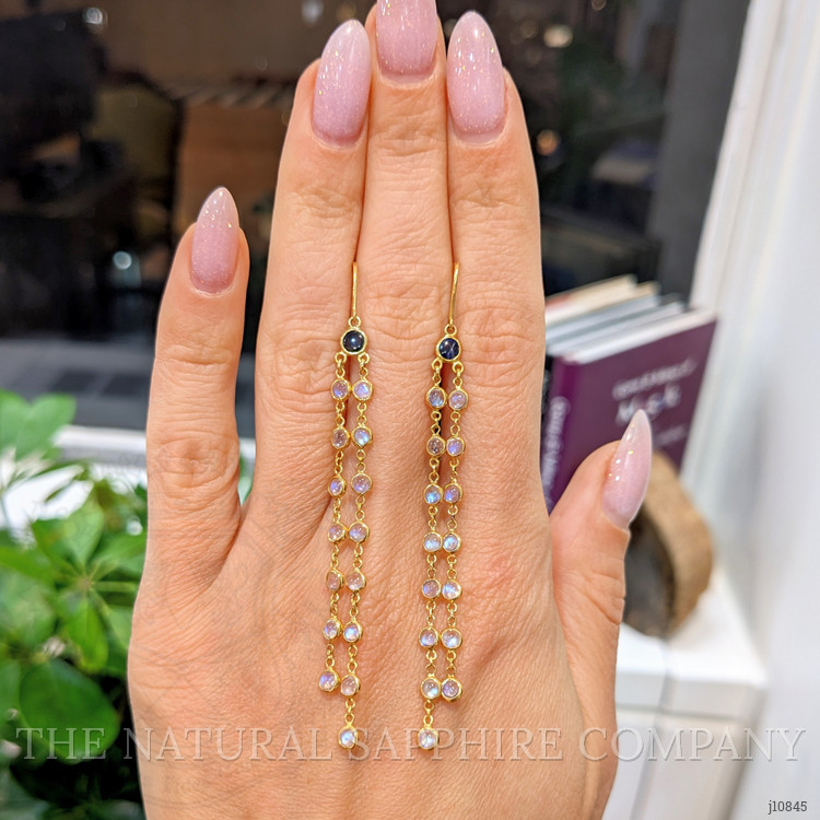 6.60 Ct.Tw. Moonstone Bezel Earrings, 18K Yellow Gold