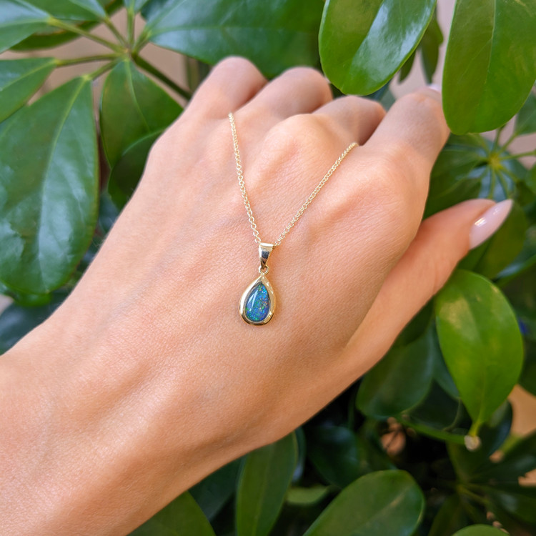 0.70 Ct. Opal Bezel Pendant, 14K Yellow Gold