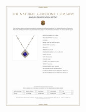 16.38 Ct. Violet Tanzanite and Natural Diamond Pave Necklace, 18K White & Yellow Scan Report