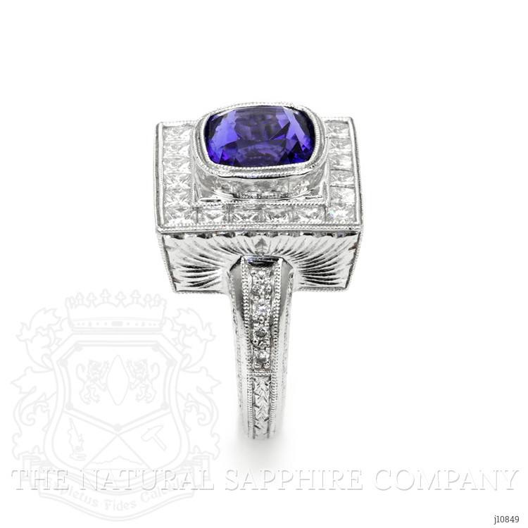 3.50 Ct. Tanzanite Natural Diamond Antique Style Ring, 18K White Gold