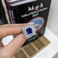 3.50 Ct. Tanzanite Natural Diamond Antique Style Ring, 18K White Gold Life Style