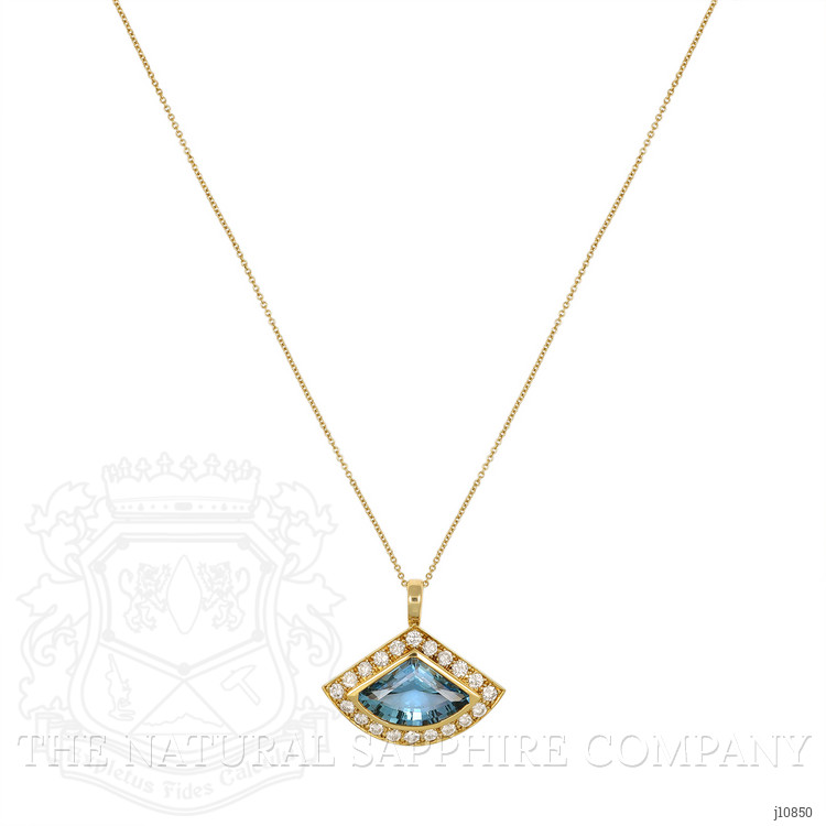 8.00 Ct. Aquamarine Natural Diamond Pave Pendant, 18K Yellow Gold