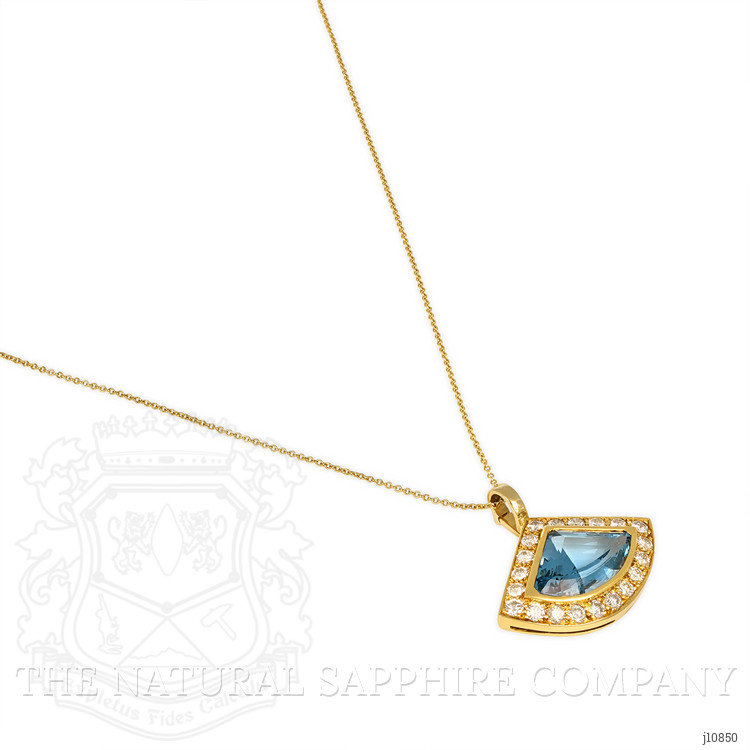 8.00 Ct. Aquamarine Natural Diamond Pave Pendant, 18K Yellow Gold
