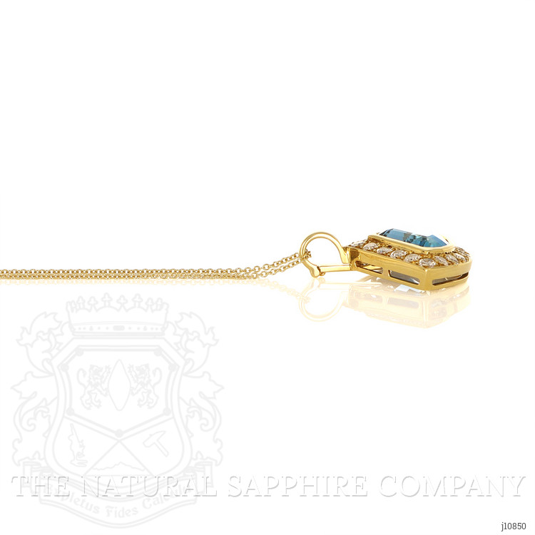 8.00 Ct. Aquamarine Natural Diamond Pave Pendant, 18K Yellow Gold